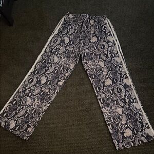 Adidas Black and Cream Snakeskin Print Pants